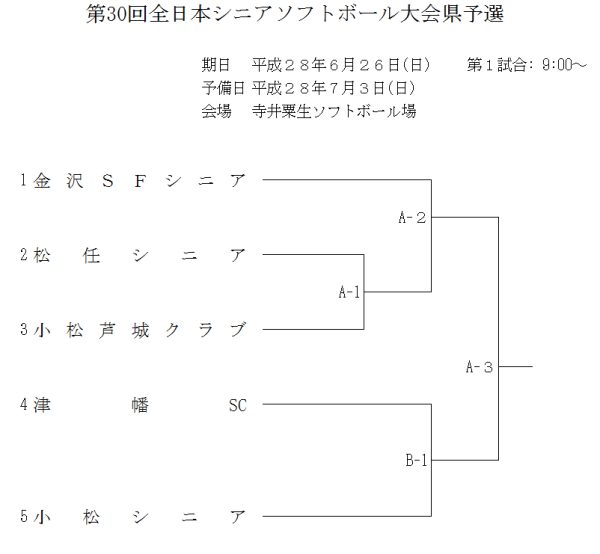 第30回全日本シニアソフトボール大会県予選  トーナメント表