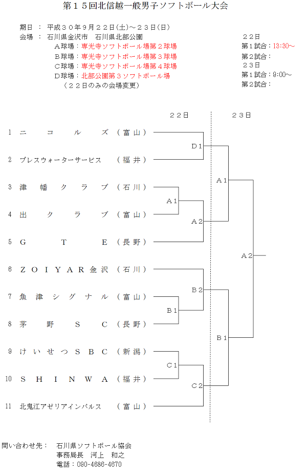 北信越一般男子　会場変更