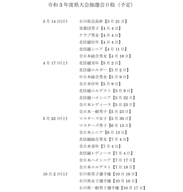 県予選組合せ抽選会予定