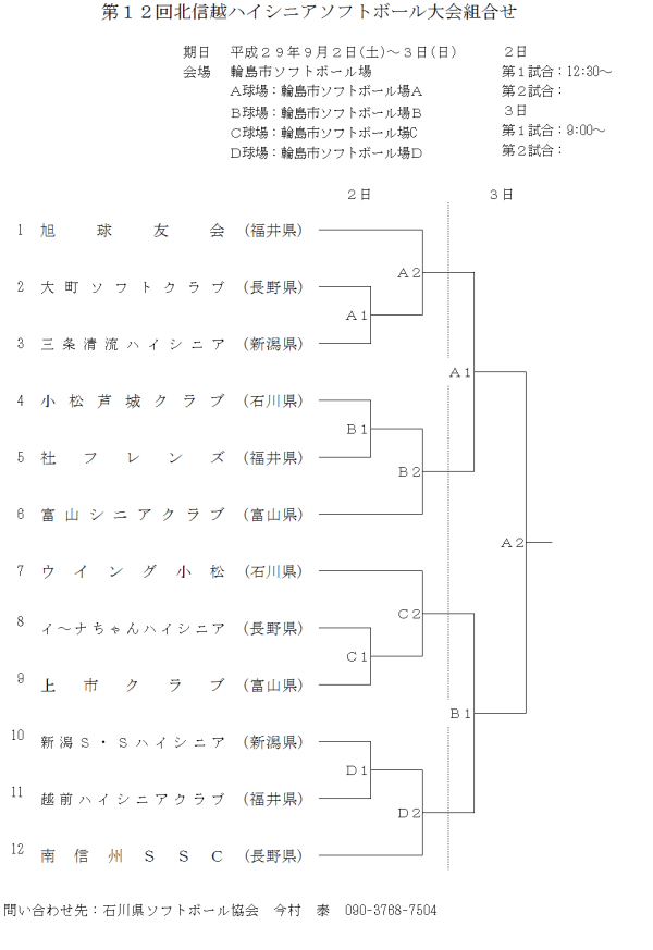 第１２回北信越ハイシニア大会 組合せ