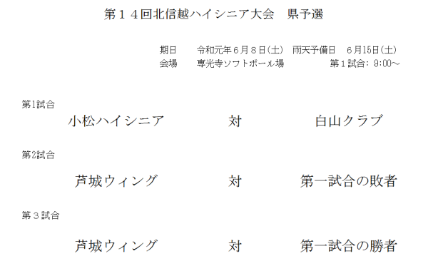 第１４回北信越ハイシニア大会 県予選 組合せ 訂正版