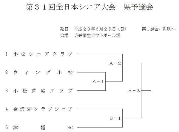 第３１回全日本シニア大会　県予選会 組合せ