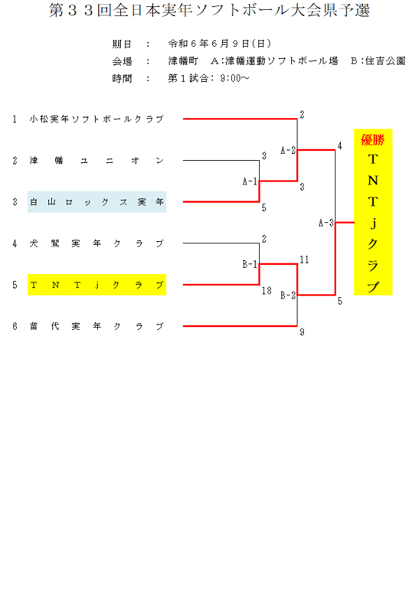 第33回全日本実年県予選_結果