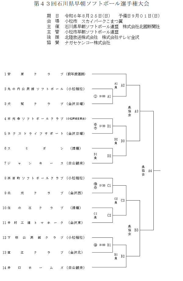 第43回軒早朝選手権大会組合せ