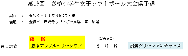 記録3号　令和6年春季小学生女子ソフトボール大会県予選
