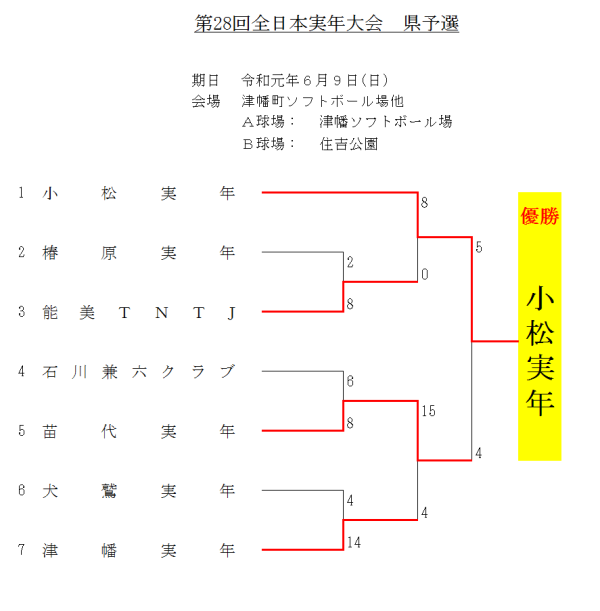 2019 第28回全日本実年大会 県予選 結果
